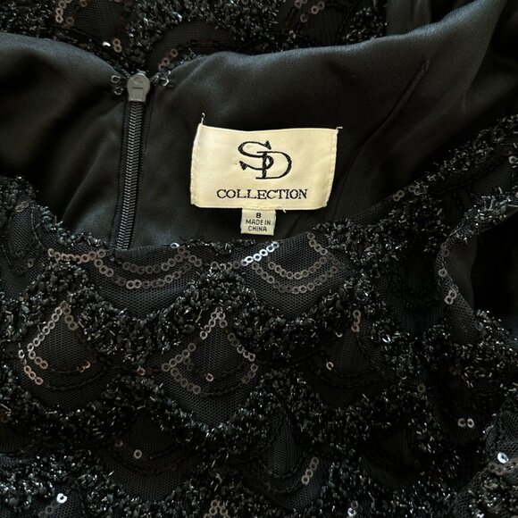 SD Collection Black Scalloped Sequin Sleeveless Stretch Evening Sheath Dress 8 - Picture 5 of 5